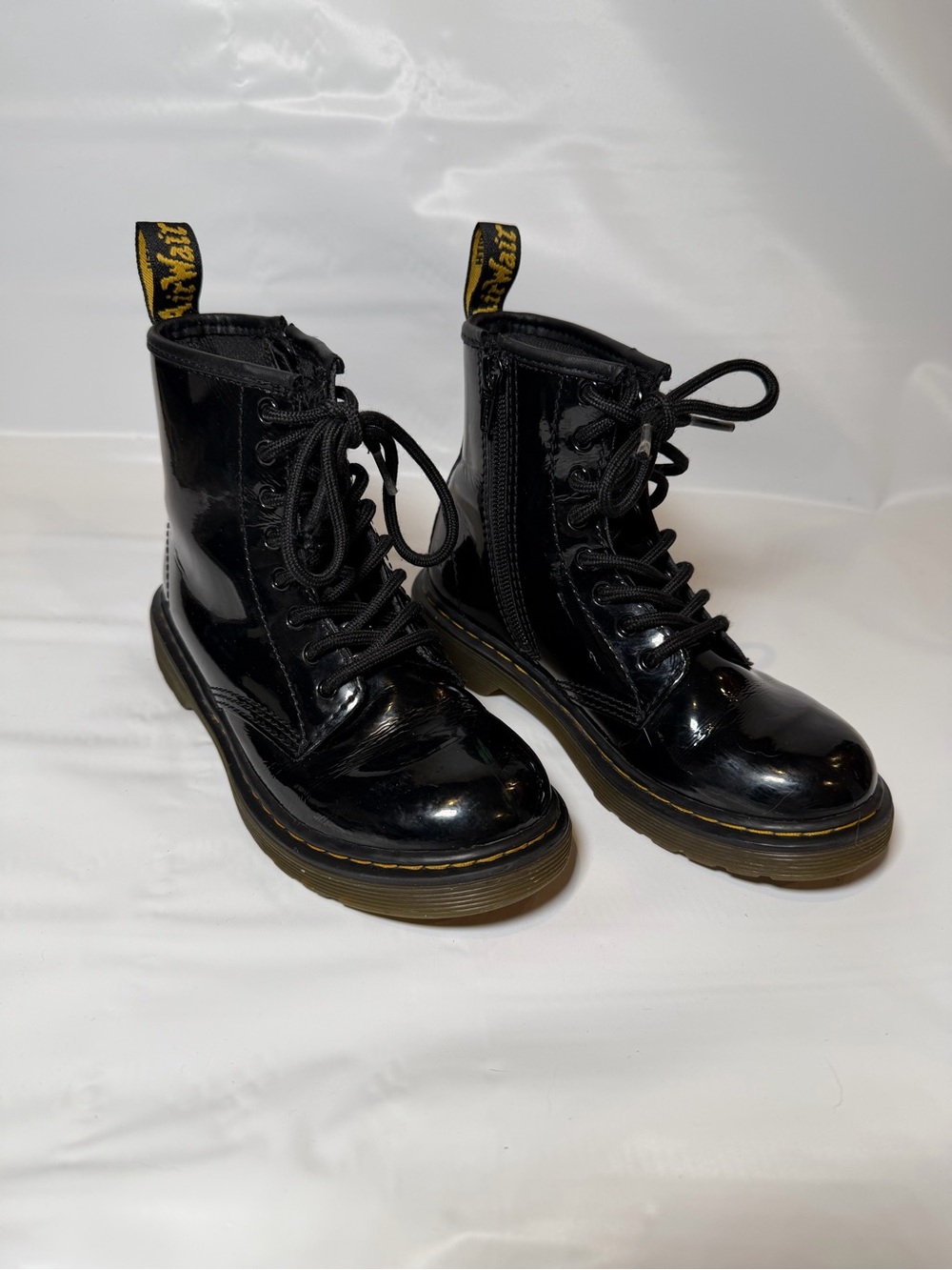 Dr. Martens Black Patent Lace-Up Side-Zip Boots